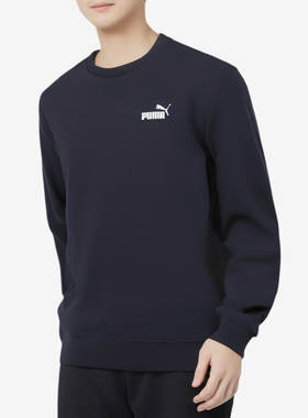 Puma/彪马正品圆领套头长袖卫衣新款男经典深蓝色卫衣695454-16