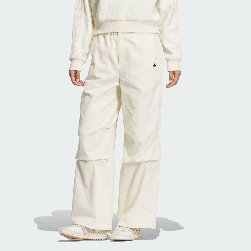 Adidas/阿迪达斯正品三叶草女士梭织宽松灯芯绒褶皱运动裤KS5958