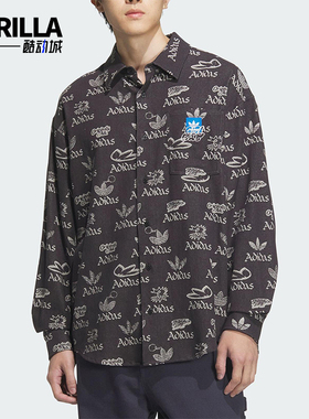 Adidas/阿迪达斯正品三叶草男士经典透气运动休闲印花衬衫JN1663