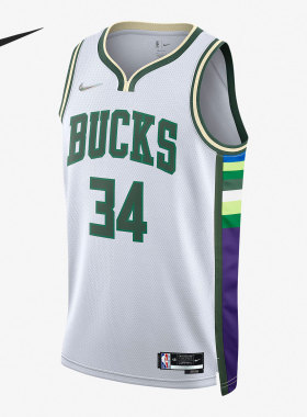 Nike/耐克正品密尔沃基雄鹿DRI-FIT NBA男子球衣DB4035-100
