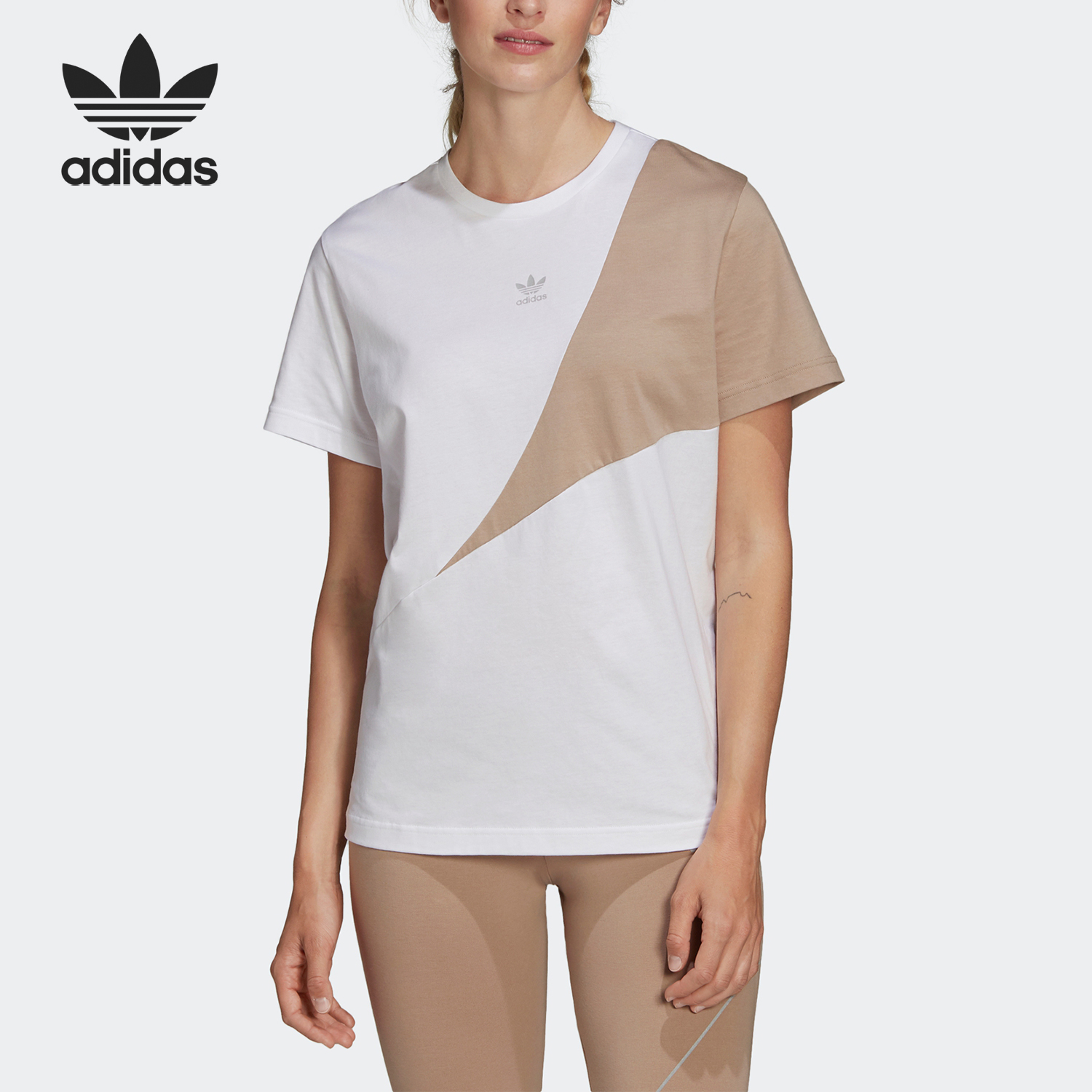 Adidas/阿迪达斯正品三叶草女士运动圆领简约短袖FR0556