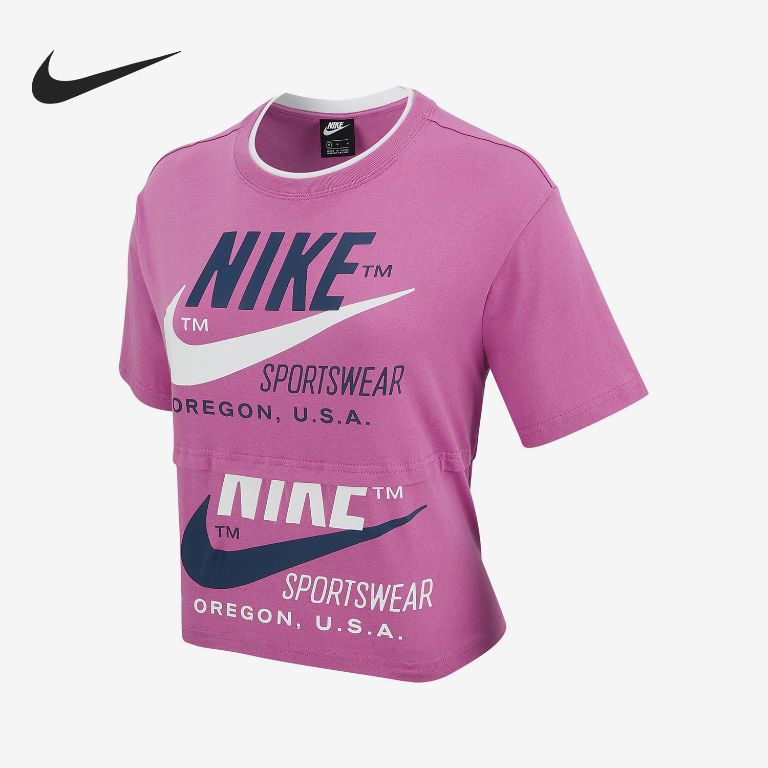 耐克女子拼接运动休闲短袖T恤