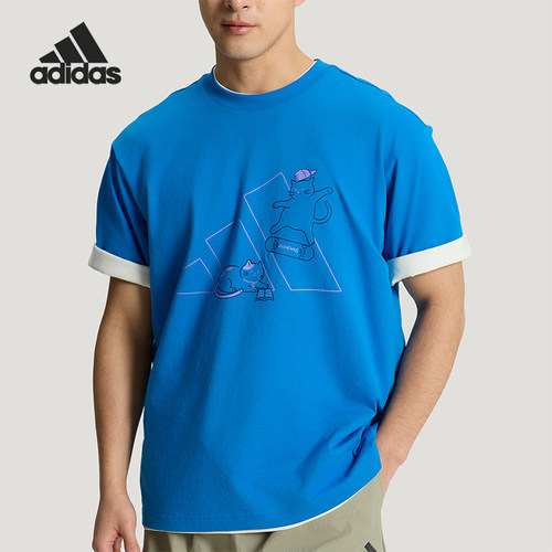 Adidas/阿迪达斯正品UGFXPETST-SHIRT新款经典蓝色短袖T恤KX4864