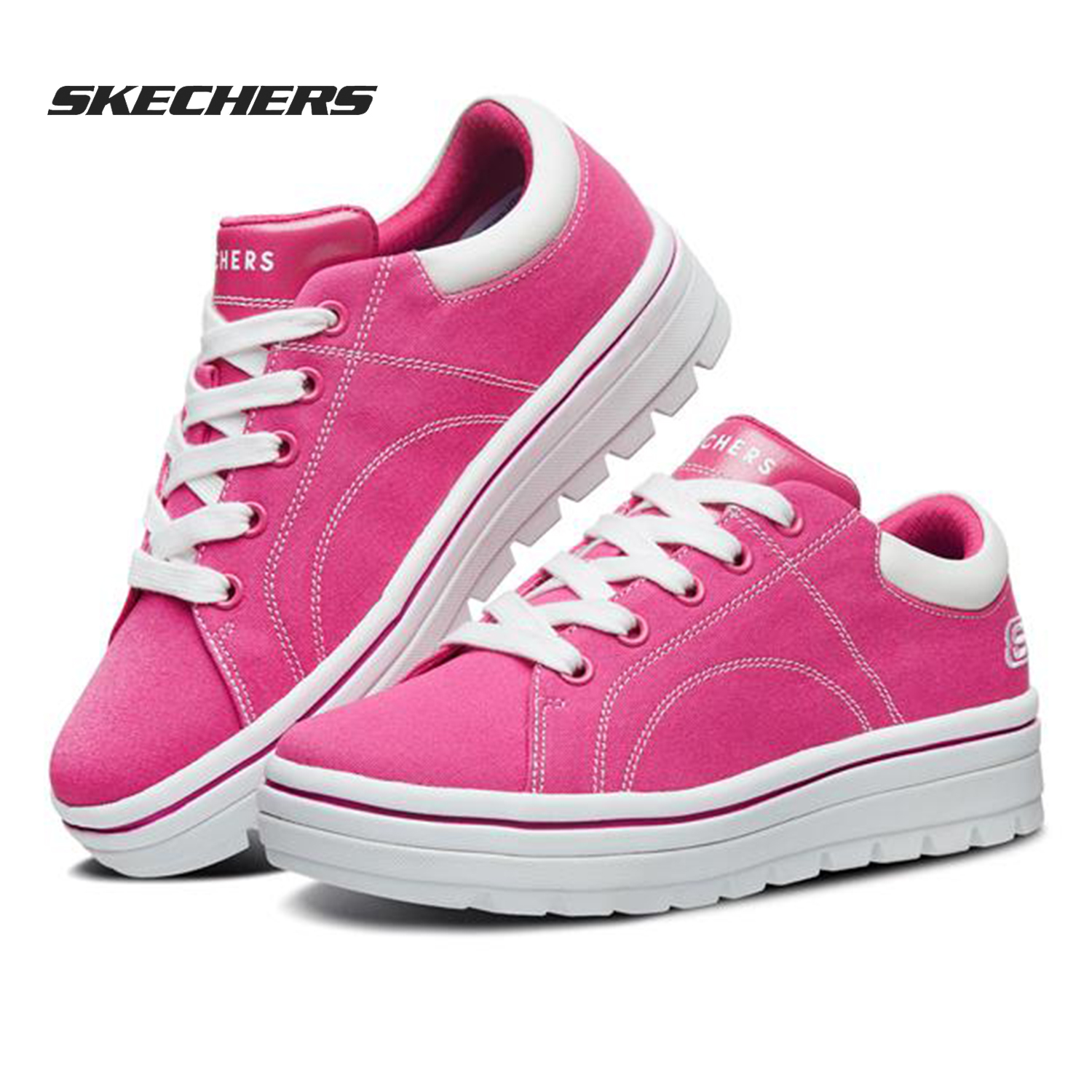 skechers/斯凯奇正品2019青少年款女鞋时尚系带休闲鞋