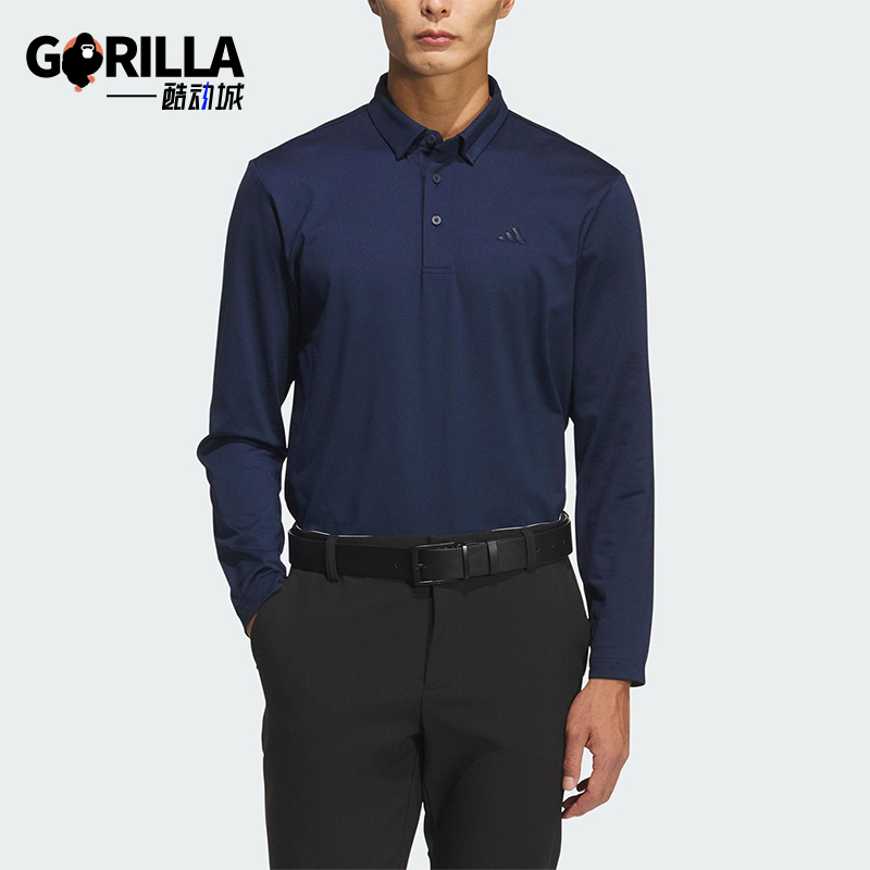 Adidas/阿迪达斯正品春秋男士透气针织高尔夫长袖POLO衫JM7117