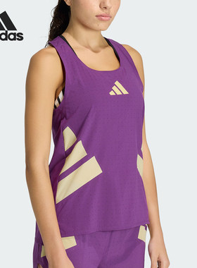 Adidas/阿迪达斯正品夏季女士跑步侧开叉修身背心T恤KA6122