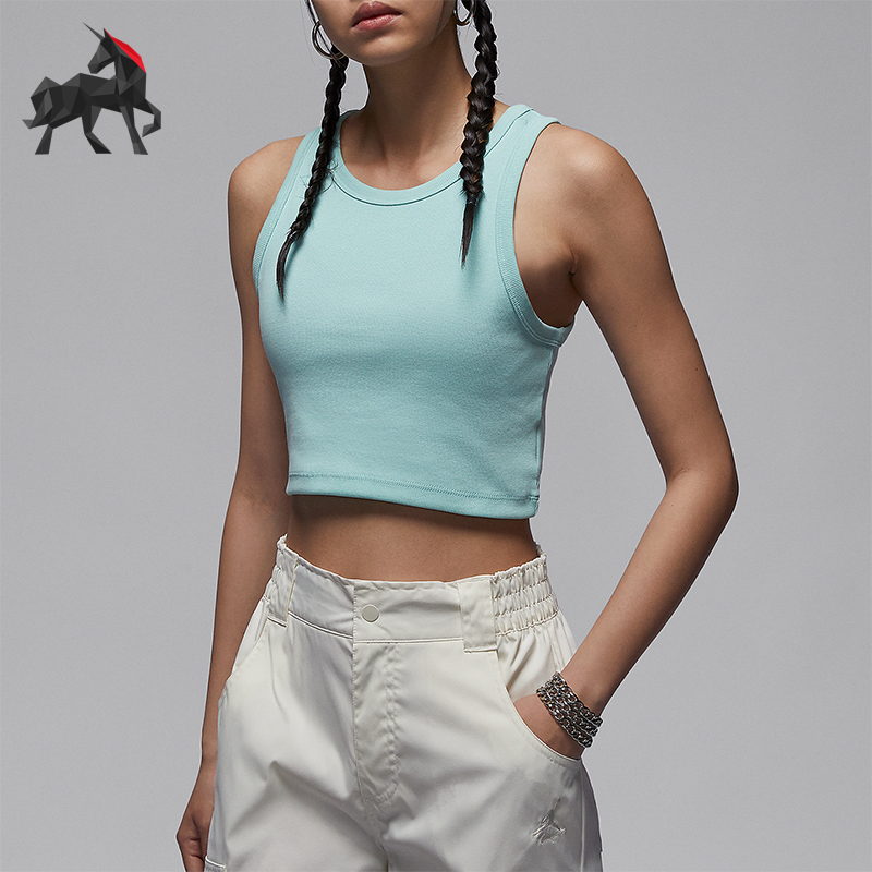 耐克女士刺绣短款针织无袖T恤