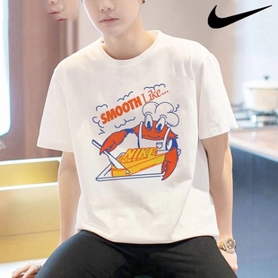 跑步篮球运动短袖 耐克正品 宽松休闲大码 卡通印花25夏新款 T恤男装