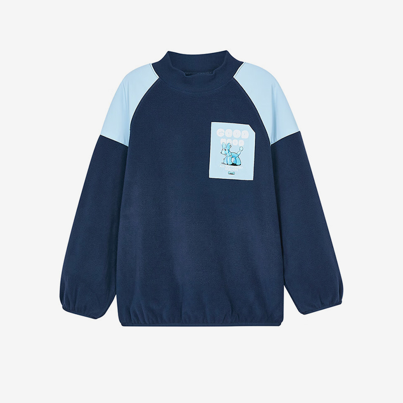 Skechers/斯凯奇正品冬季新款男童时尚拼接保暖针织圆领卫衣