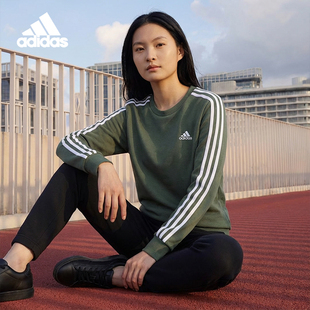 加绒卫衣HM1930 FW24女士圆领复古经典 Adidas 阿迪达斯正品