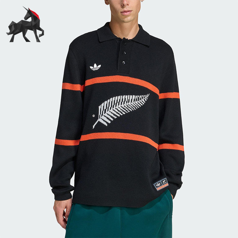 Adidas/阿迪达斯正品三叶草男士运动针织翻领长袖POLO衫KG4640