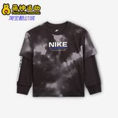 耐克正品 2025小童圆领时尚 印花假两件运动长袖 Nike IO2759 070