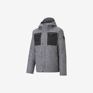 Puma/彪马男士冬季运动休闲拼色连帽棉服外套598118-03