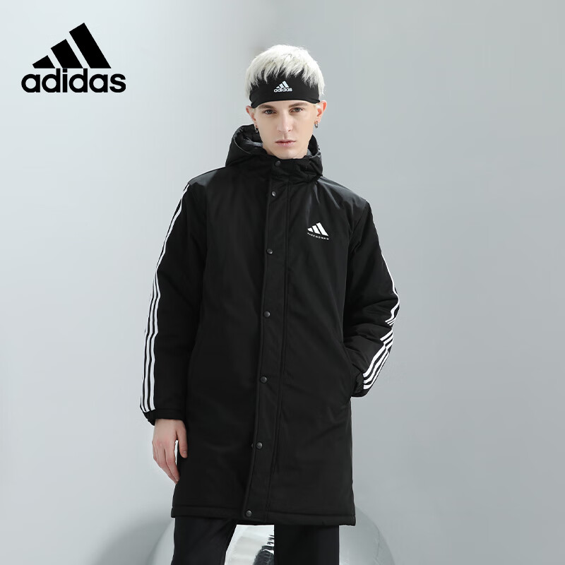 阿迪达斯男士连帽拉链保暖棉服