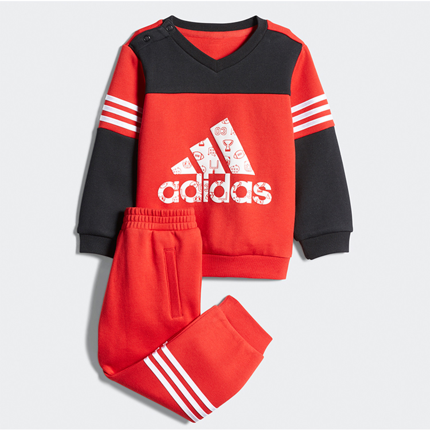 Adidas/阿迪达斯正品  年春秋新款男童运动V领长袖套装 FM9678