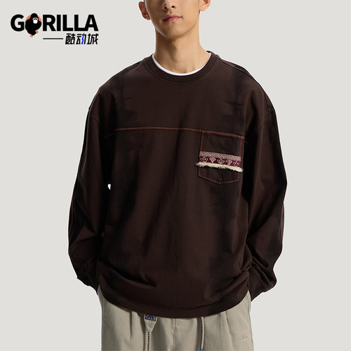 Adidas/阿迪达斯正品三叶草男士复古针织运动宽松长袖T恤KW5672