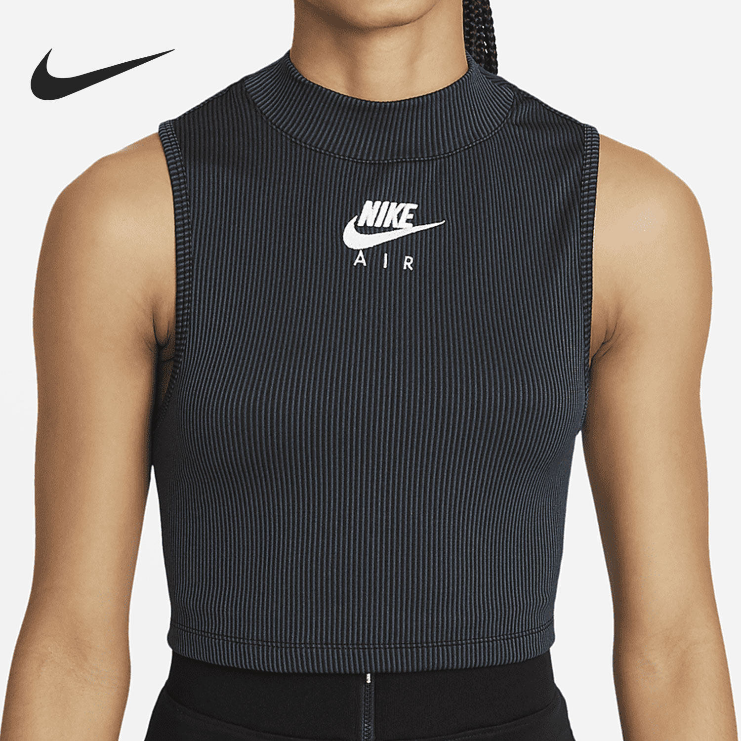 Nike/耐克正品夏季女子短款透气紧身运动圆领无袖背心 CZ9342-010
