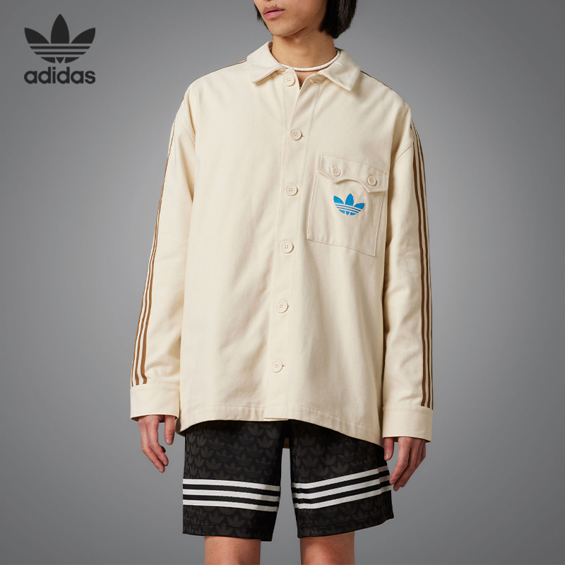 阿迪达斯男子休闲透气长袖衬衫