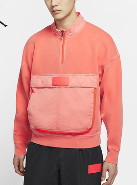 Nike/耐克正品JORDAN男士休闲立领套头运动半拉链卫衣CJ5998-612