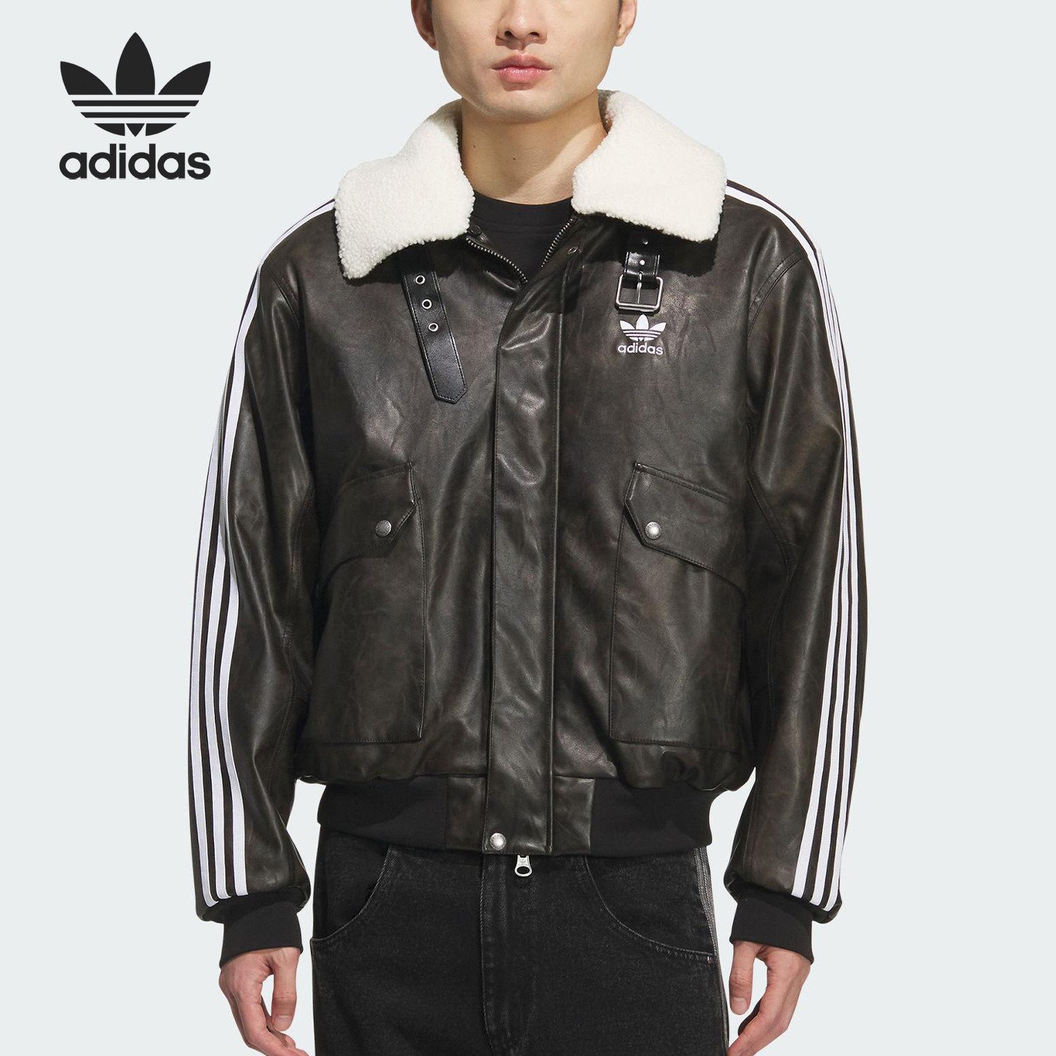 Adidas/阿迪达斯正品三叶草男士保暖运动宽松休闲棉服KF3691