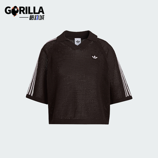 Adidas/阿迪达斯正品三叶草女士时尚针织运动POLO衫KE0198