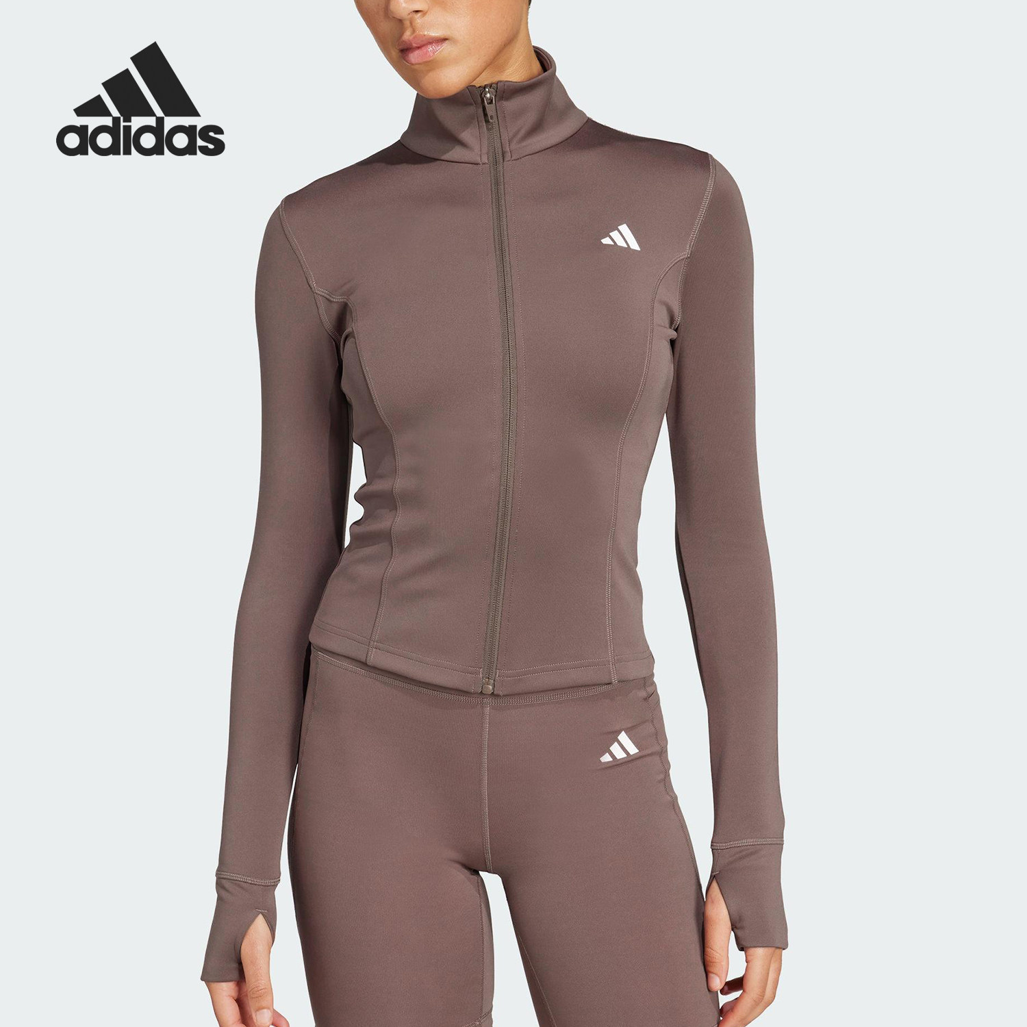 Adidas/阿迪达斯正品2025女士弹力半高领运动紧身夹克外套JW2802图片