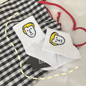 油桃君鞋铺韩国潮流袜纯棉中筒袜两条杠卡通原宿袜棒球袜运动袜子