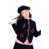 儿童软糯亲肤毛衣外套 女童音符系列撞色提花针织开衫 2026春季 新款