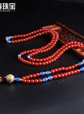 玛瑙长款百搭复古民族风手串项链