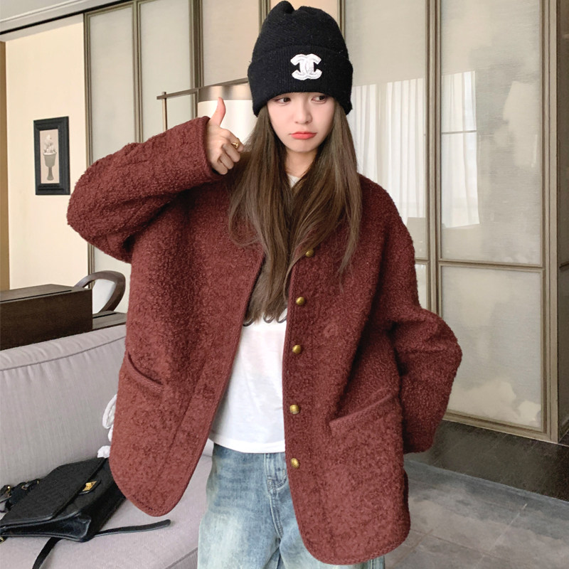 大货已出23年冬季新款加厚圈圈呢子大衣外套女267-6197P155控218图片