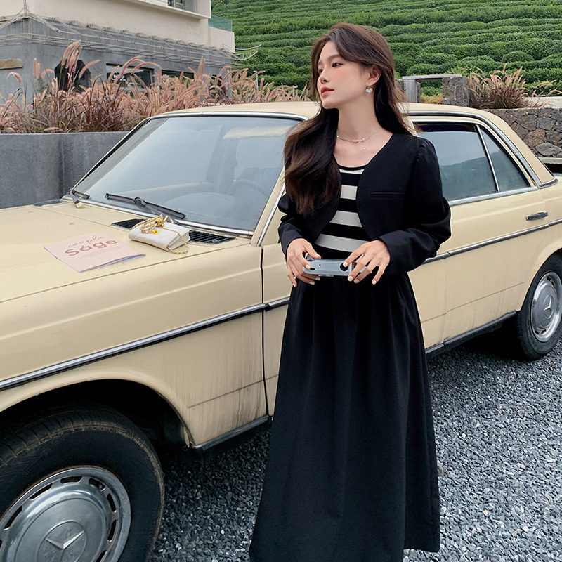 23年秋季新款时尚连件套女连衣裙+小外套2676023P125K178，女装套装/套裙，浙宝267