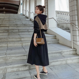 休闲拼接格子连衣裙女春秋2025年新款女装连帽卫衣气质收腰长裙冬，女装连衣裙，浙宝267