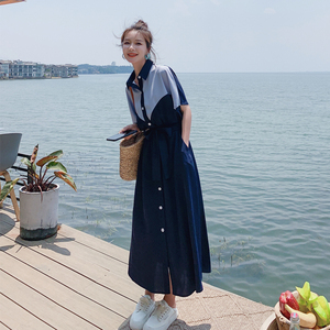 现货 2022年夏季新款拼接连衣裙女223A366P110控158图片