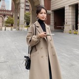 双排中长款加棉黑色毛呢外套女冬2022新款赫本风女神范加厚呢大衣，女装毛呢外套，浙宝267