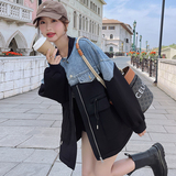 现货新品2022年秋季新款牛仔拼接外套女223C36P145K218，女装短外套，浙宝267