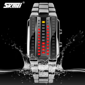 时刻美韩版 潮流防水创意LED手表 情侣表电子溶岩红灯表男女中性表