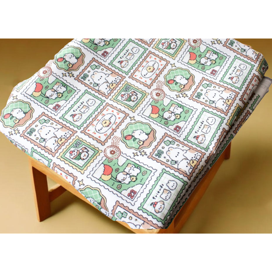 卡通布料细帆布印花手工diy面料沙发套布料包包宿舍桌布兔兔邮戳