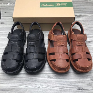 Clarks其乐夏新款凉鞋男牛皮休闲外穿沙滩鞋厚底防滑简约舒适软潮