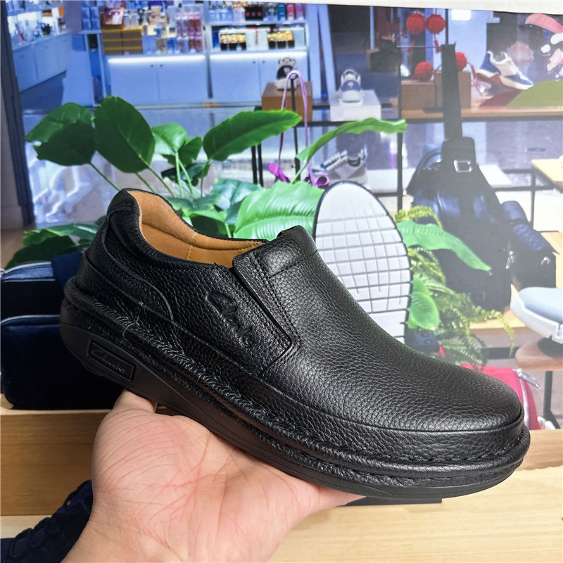 clarks其乐男鞋新款耐磨商务厚底宽楦气垫王舒适套脚牛皮鞋爸爸鞋