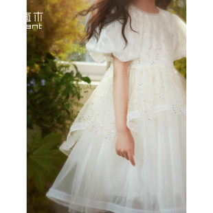 植木童装 捡漏 中大童珍珠领网纱女童公主裙2025夏新潮 断码