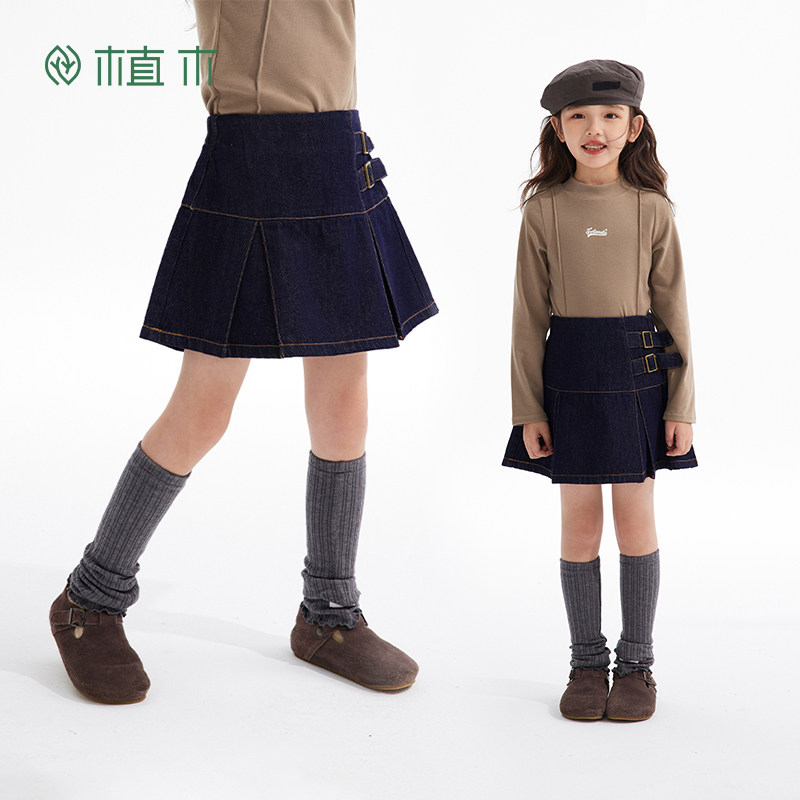 植木童装甜酷女童半身裙2025新款儿童短裙裙子中大童牛仔半身裙