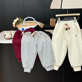 女童加绒休闲裤 2024秋冬装 运动裤 Leomama童装 中大童收口狗头卫裤
