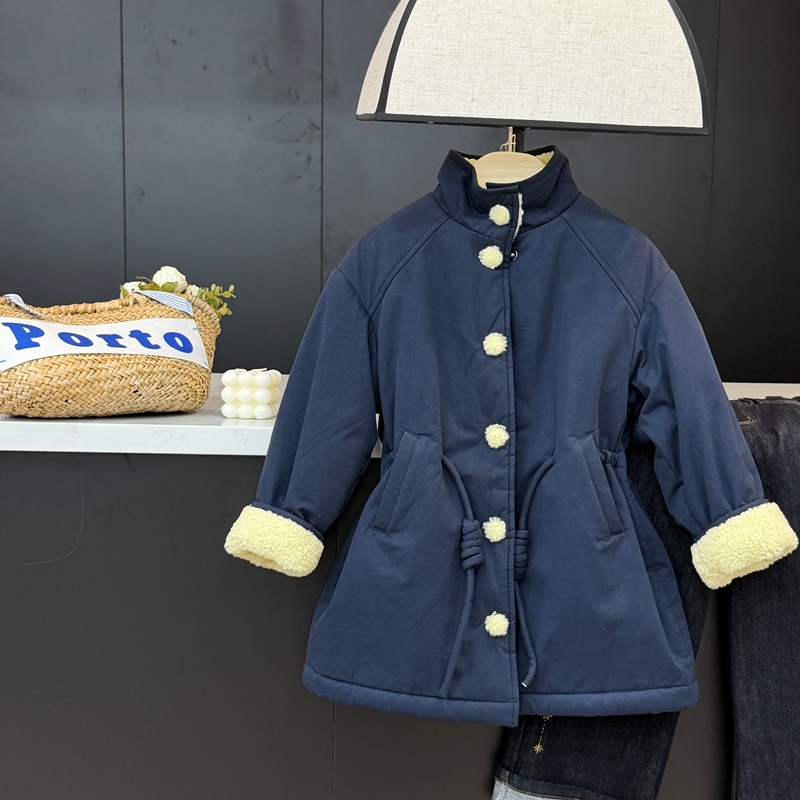 leomama女童棉服中大童装25年冬款加厚保暖时尚百搭中长款外套