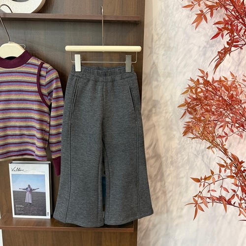 leomama女童卫裤25秋冬运动裤洋气微喇喇叭裤保暖加绒女童裤子