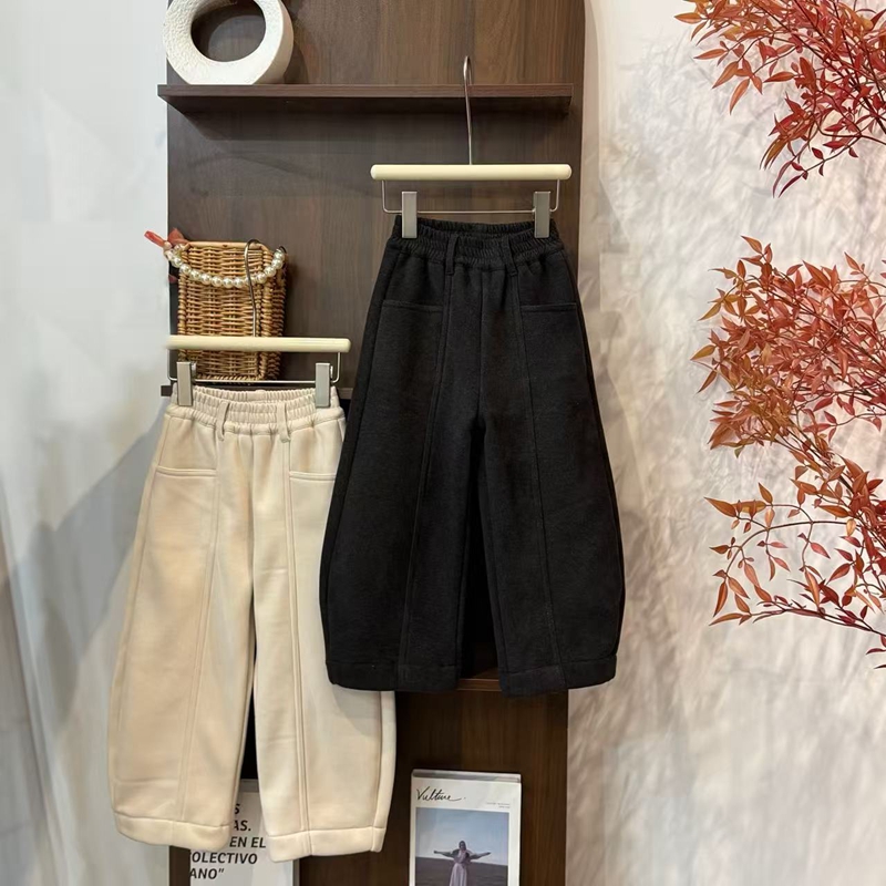 leomama女童加绒裤子秋冬2025新款洋气女孩冬装加厚儿童休闲卫裤