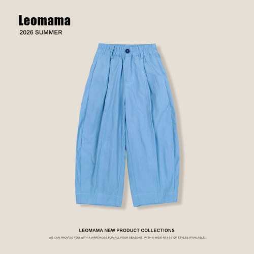 leomama女童夏季薄款九分裤子2026新款女孩休闲弯刀裤儿童夏装