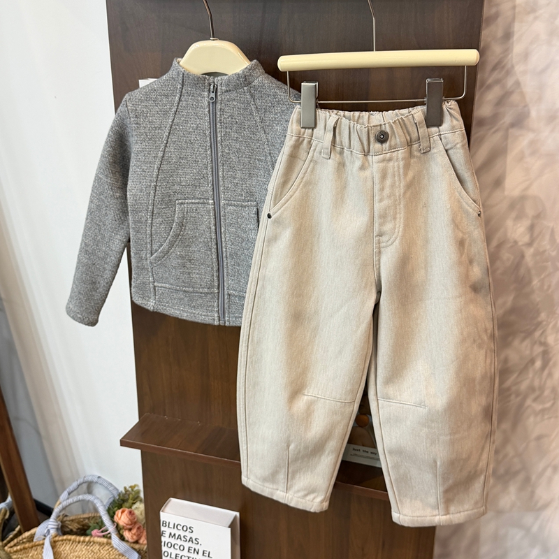 leomama【脏脏裤】女童25新款秋冬加绒棉裤儿童休闲百搭牛仔裤