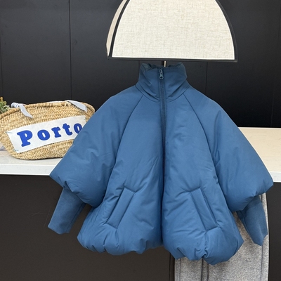 leomama【孔雀蓝】女童加厚棉服外套儿童冬季新款洋气设计感上衣