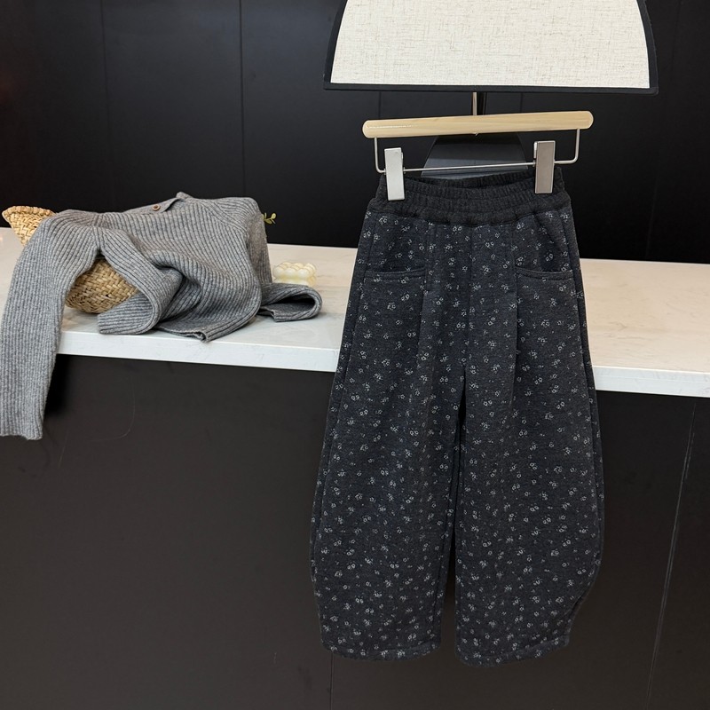 leomama女童慵懒小众碎花一体绒加厚休闲裤宽松卫裤直筒阔腿裤,童装/婴儿装/亲子装,裤子,淘宝优惠券,粉丝福利购,淘宝优惠卷
