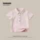 26新款 leomama T恤夏季 女童短袖 中大童纯色翻领休闲上衣 落樱粉